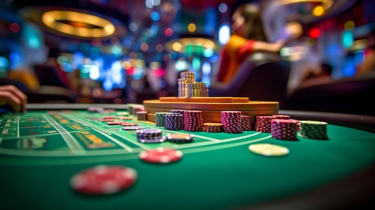 Meja Casino Hold'em live dealer dengan kartu komunitas